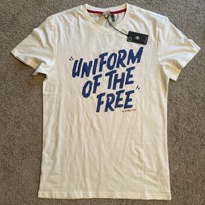 G-Star Cream and Blue Graphic Tee